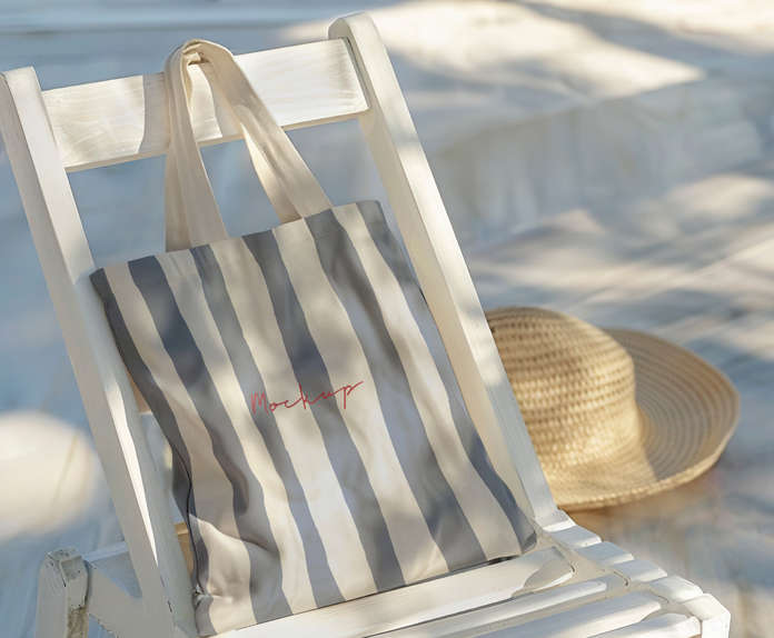 Eco-friendly beach totes made from jute and cotton, perfect for seaside use