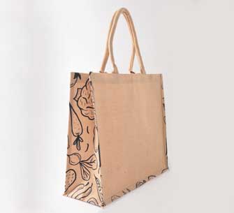 Jute Shopper With side gusset print